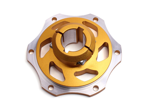 Brake disc mount for 30mm axle, gold anodized